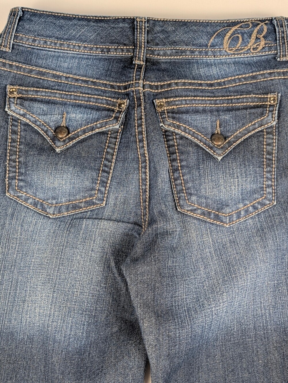 Code Bleu Dark Wash Bootcut Jeans Flap Pocket CB Logo Size 8